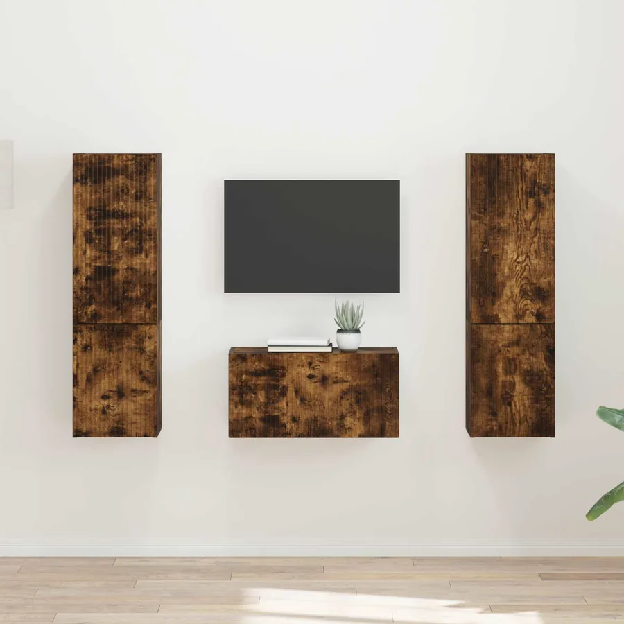 Ensemble meuble TV 5 pcs Chêne fumé Bois d'ingénierie