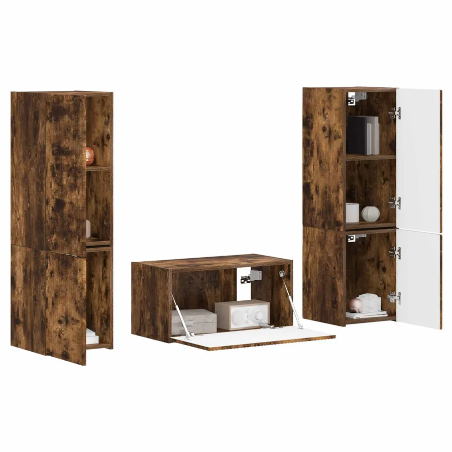 Ensemble meuble TV 5 pcs Chêne fumé Bois d'ingénierie - 3