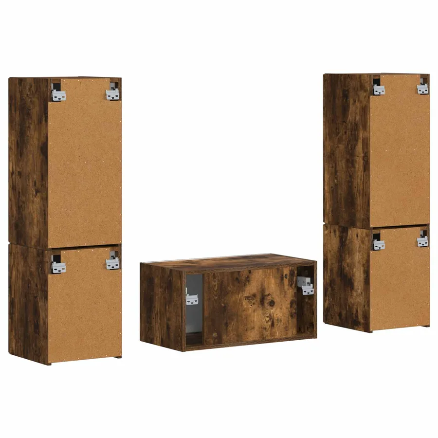 Ensemble meuble TV 5 pcs Chêne fumé Bois d'ingénierie - 9