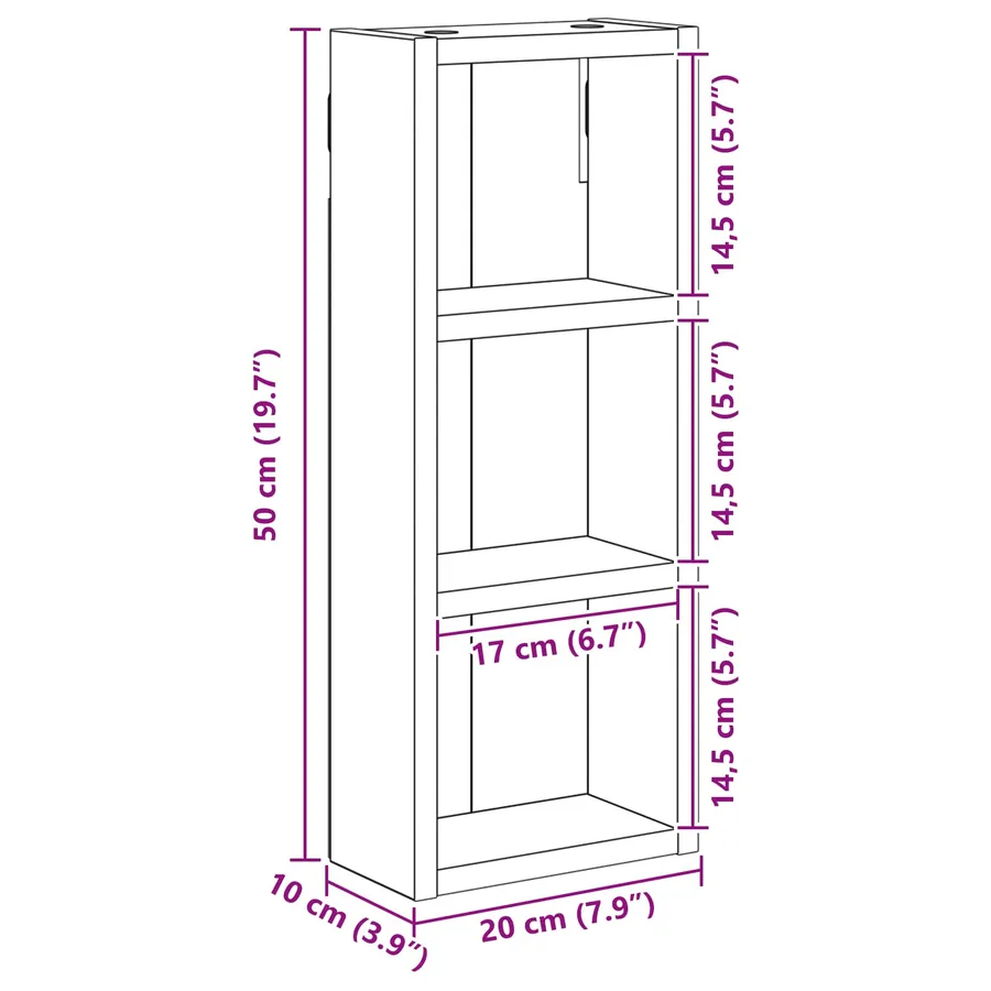 Armoire murale de salle de bain Bois ancien 20 x 10 x 50 cm - 10