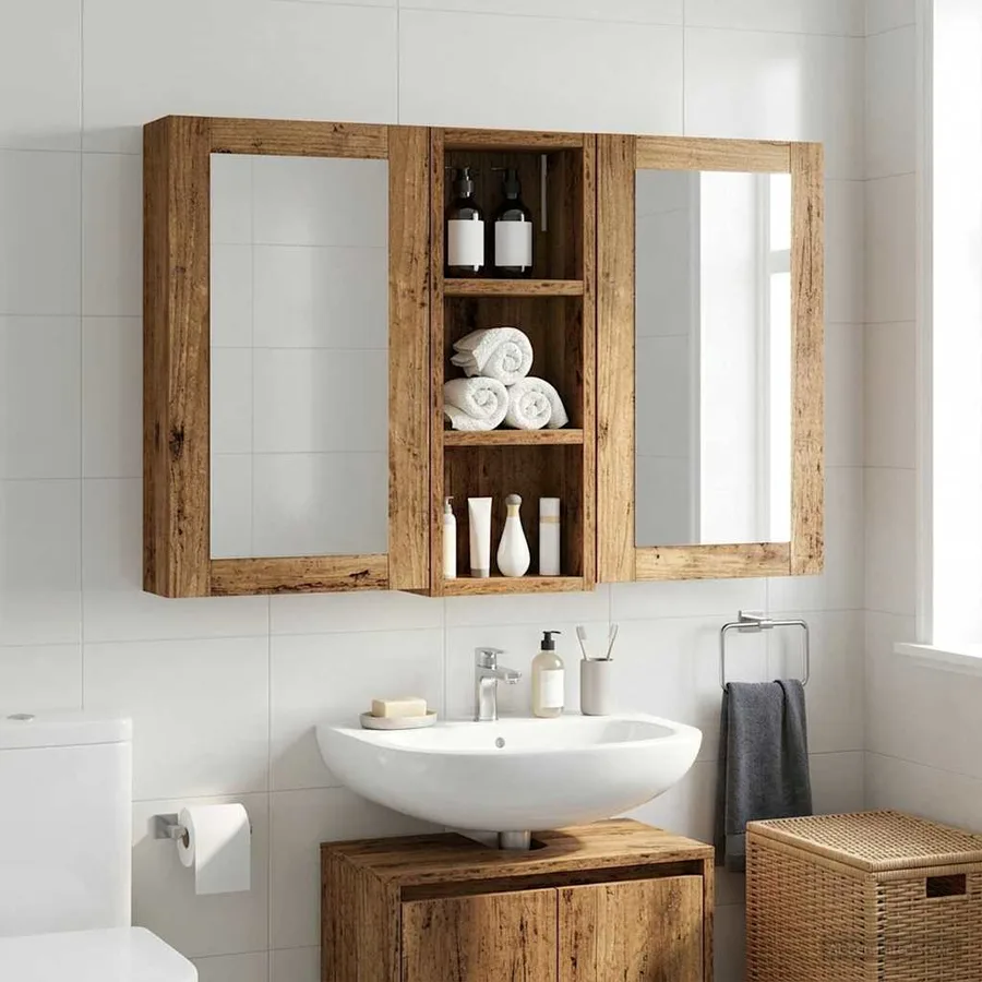Armoire murale de salle de bain Bois ancien 20 x 10 x 50 cm - 5