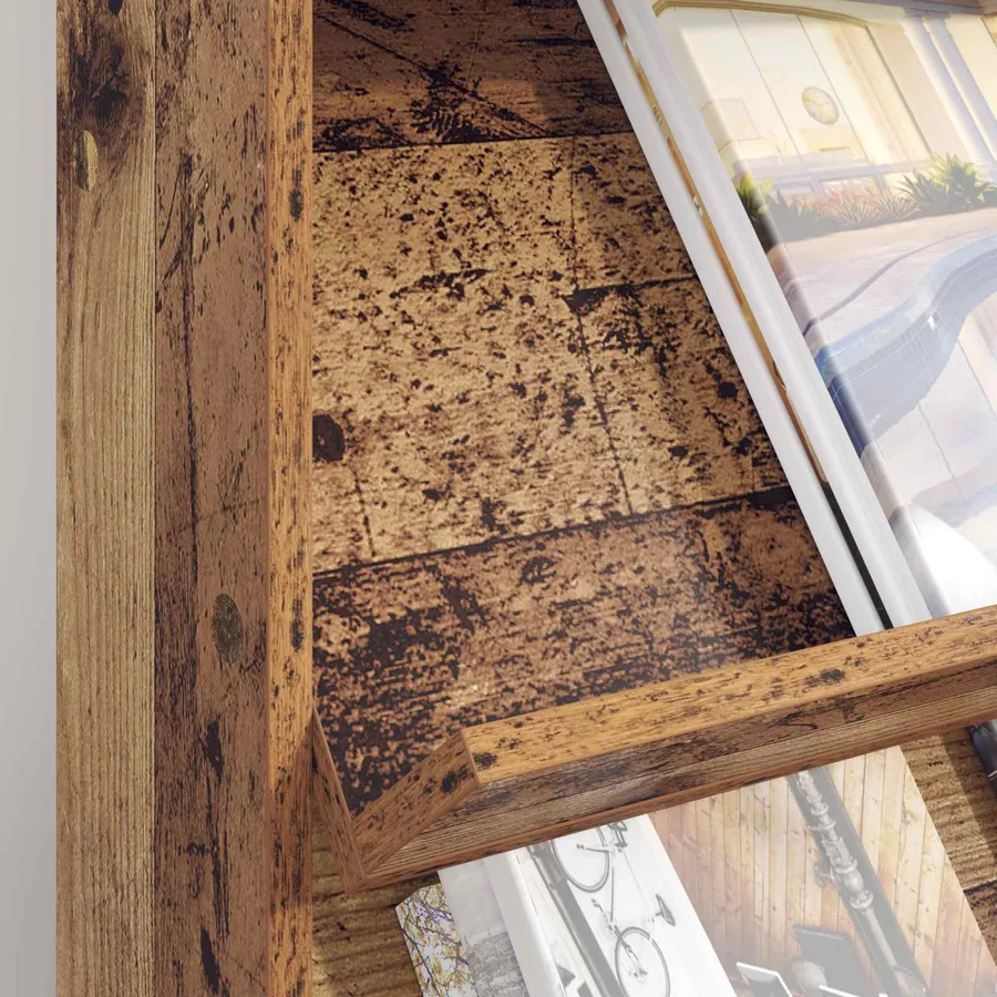 Étagère à magazines avec étagère Bois ancien 70 x 41 x 96 cm - 4
