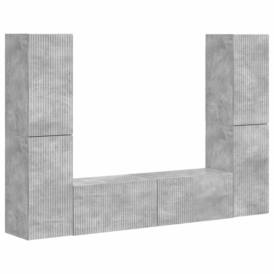 Ensemble meuble TV 6 pcs Gris béton Bois d'ingénierie - 2