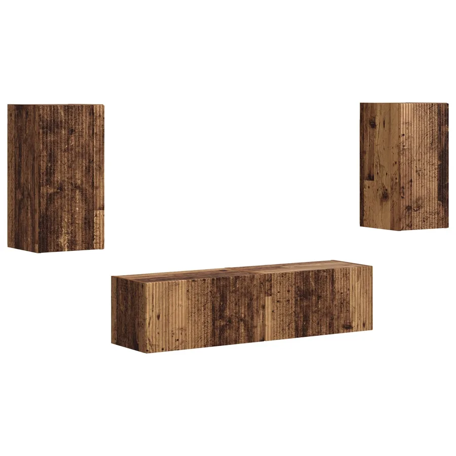 Ensemble meuble TV 4 pcs Bois ancien Bois d'ingénierie - 2