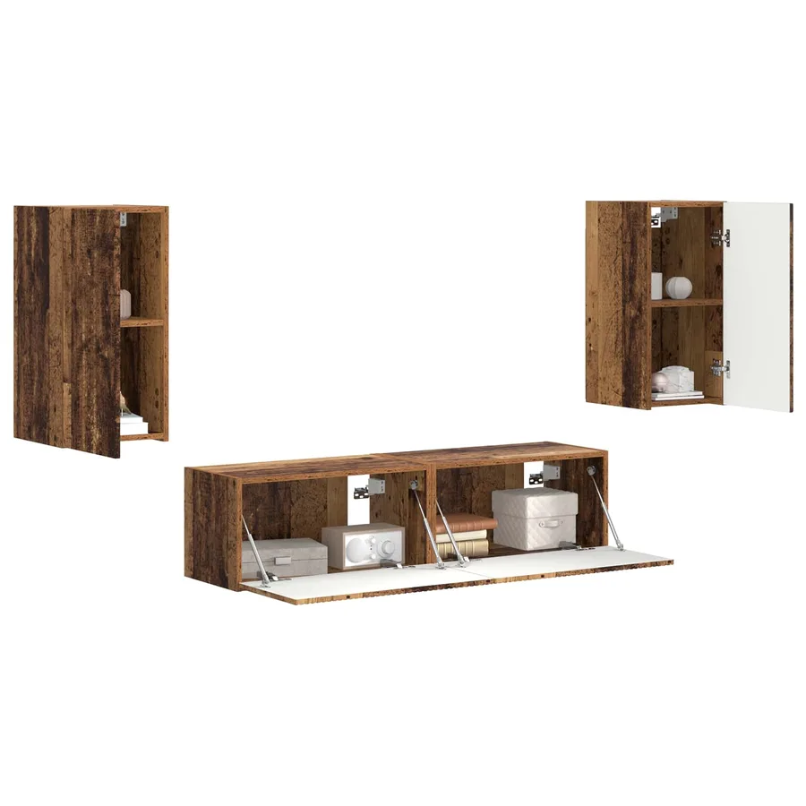 Ensemble meuble TV 4 pcs Bois ancien Bois d'ingénierie - 3