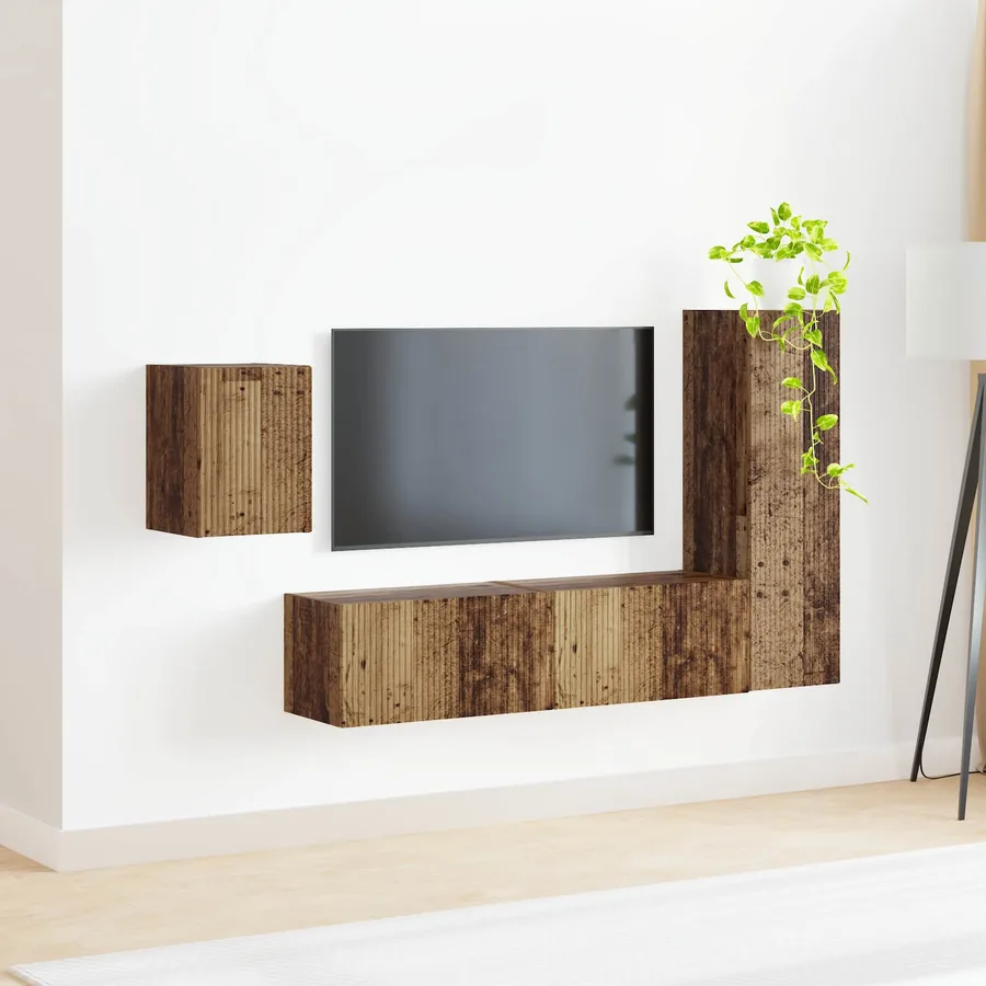 Ensemble meuble TV 4 pcs Bois ancien Bois d'ingénierie - 4