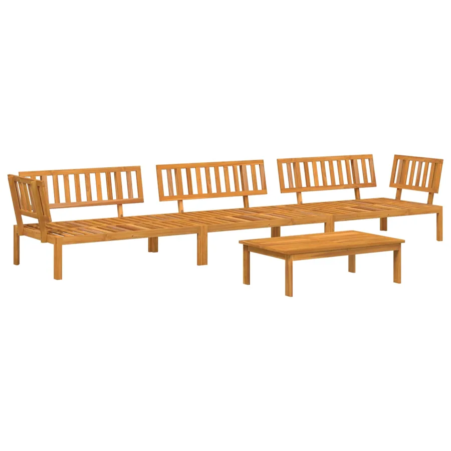 Ensemble de Canapés Uni 4 pcs Gris Bois d'Acacia Massif - 3