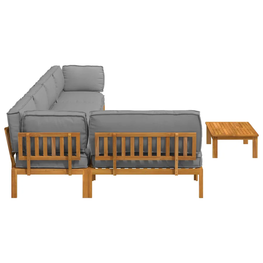 Ensemble de Canapés Uni 6 pcs Gris Bois d'Acacia Massif - 11