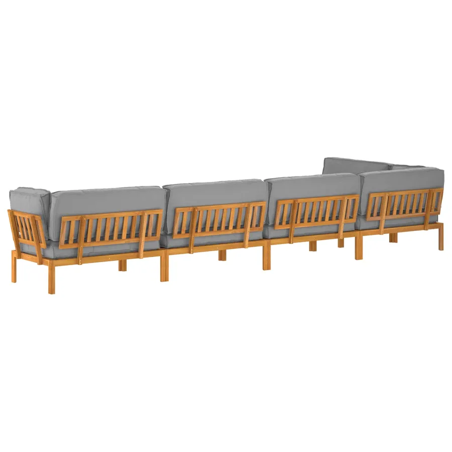Ensemble de Canapés Uni 6 pcs Gris Bois d'Acacia Massif - 12