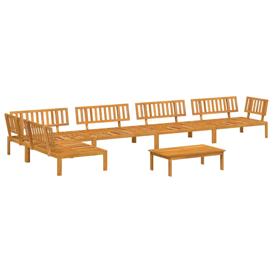 Ensemble de Canapés Uni 6 pcs Gris Bois d'Acacia Massif - 3