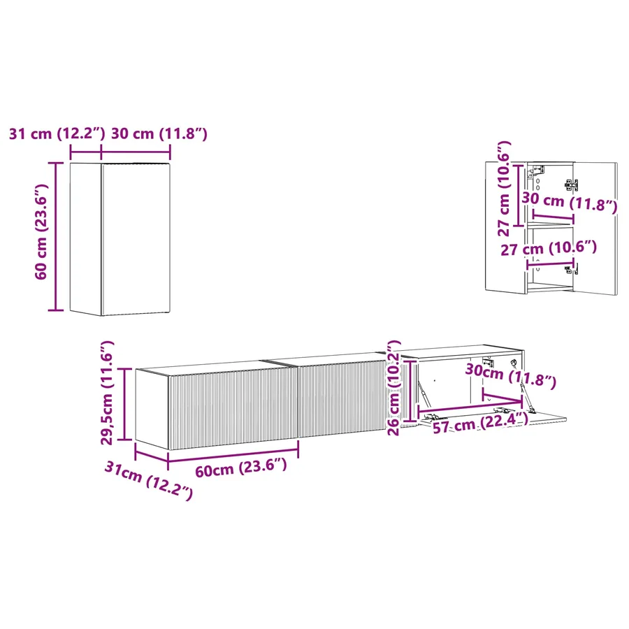 Ensemble meuble TV 5 pcs Chêne Sonoma Bois d'ingénierie - 13