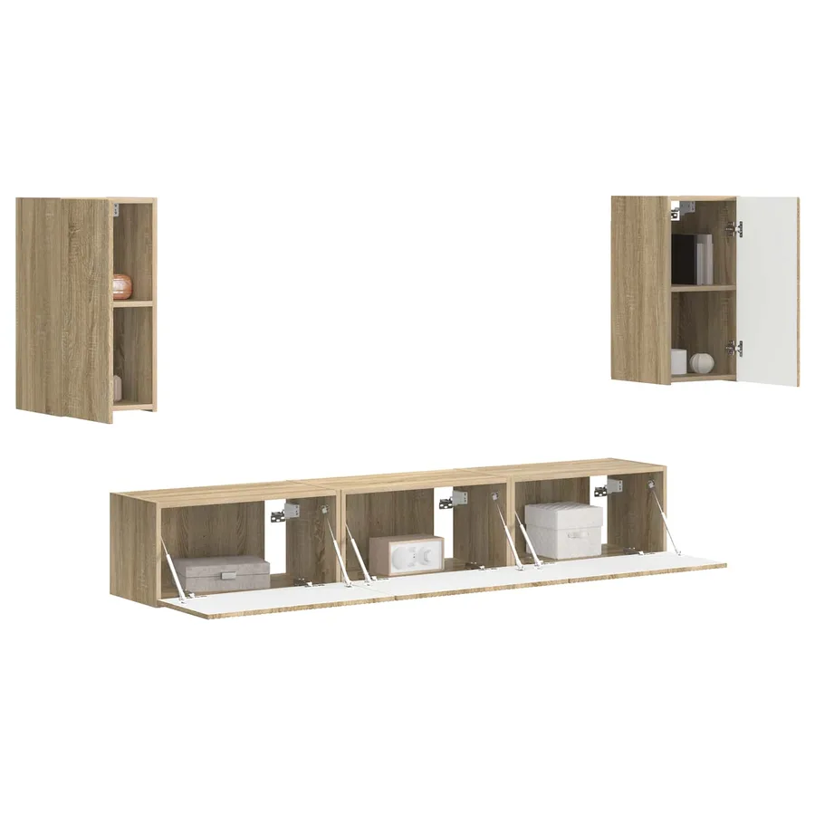 Ensemble meuble TV 5 pcs Chêne Sonoma Bois d'ingénierie - 3