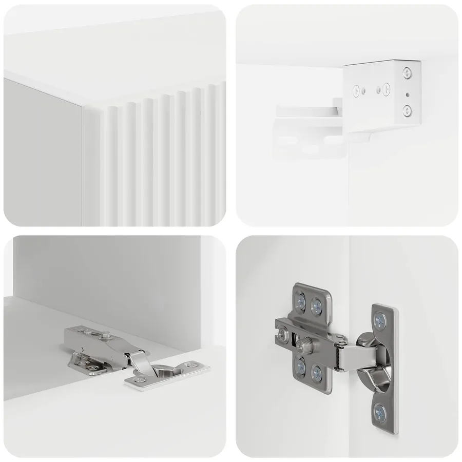 Ensemble de meuble TV mural 4 pcs Blanc Bois d'ingénierie - 10