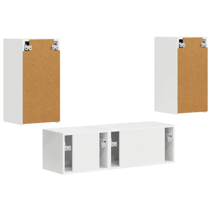 Ensemble de meuble TV mural 4 pcs Blanc Bois d'ingénierie - 9
