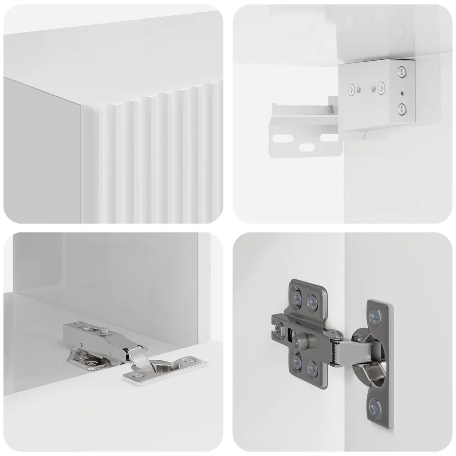 Ensemble de meuble TV mural Montage mural 4 pcs Blanc brillant - 10