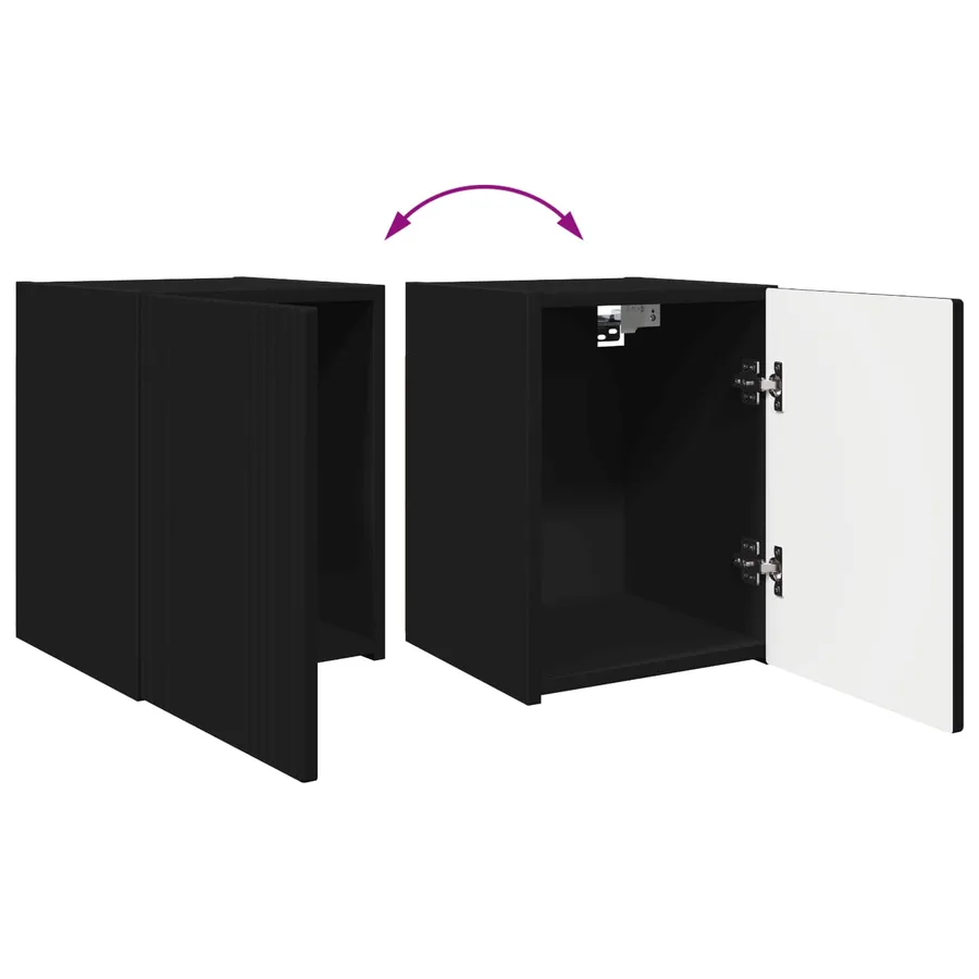 Ensemble meuble TV Montage mural 5 pcs Noir Bois d'ingénierie - 14