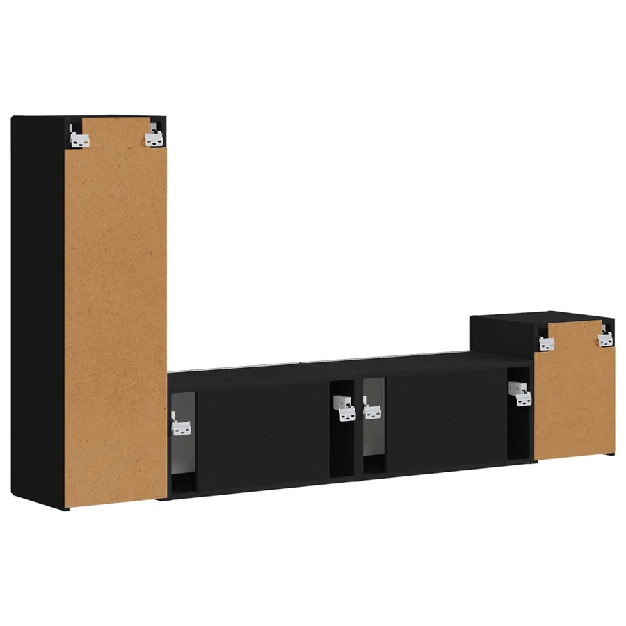 Ensemble meuble TV Montage mural 4 pcs Noir Bois d'ingénierie - 9