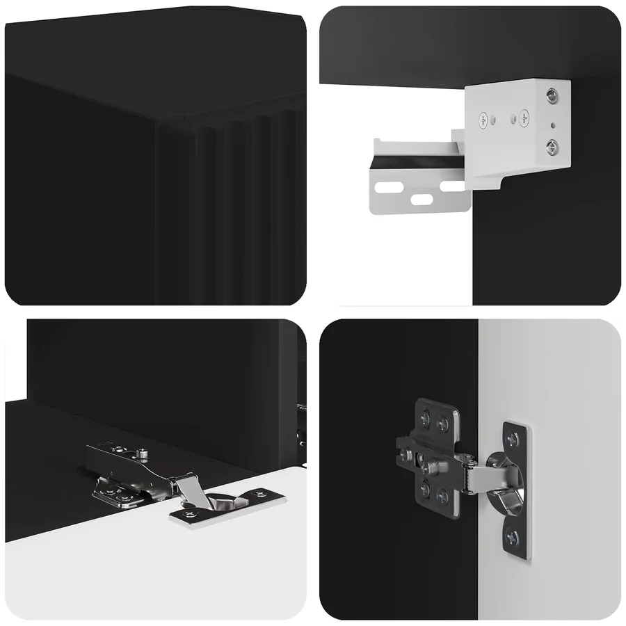 Ensemble meuble TV Montage mural 4 pcs Noir Bois d'ingénierie - 10