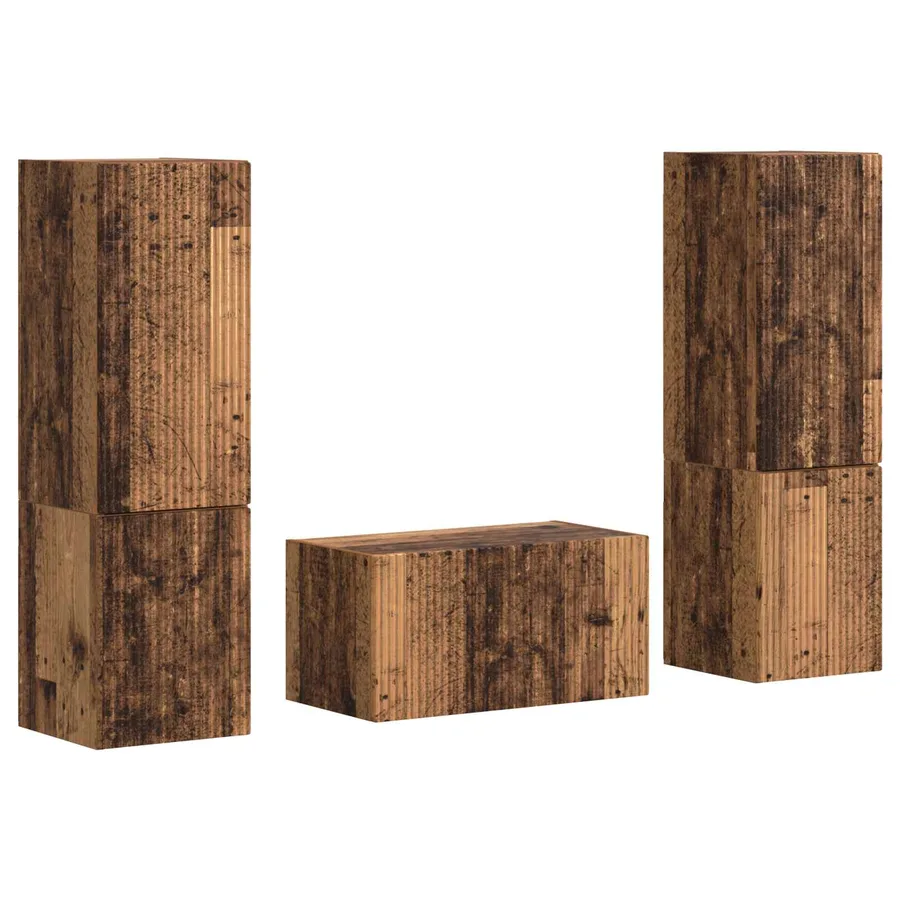Ensemble meuble TV 5 pcs Bois Ancien Bois d'ingénierie - 2