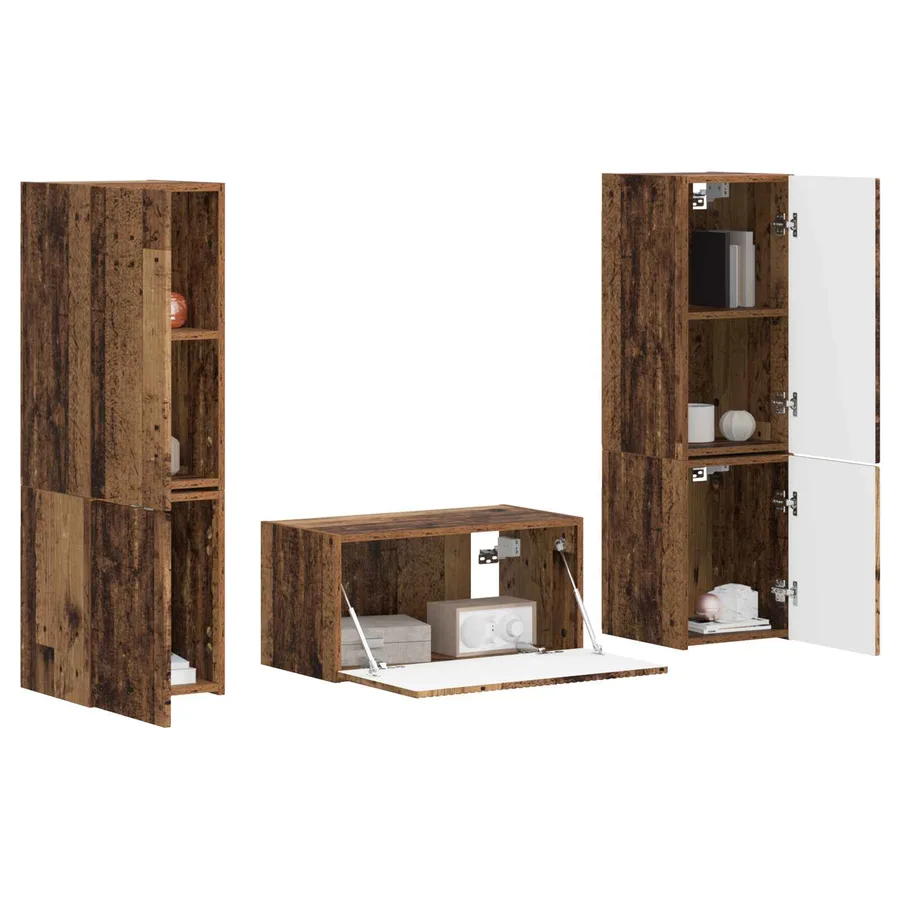 Ensemble meuble TV 5 pcs Bois Ancien Bois d'ingénierie - 3