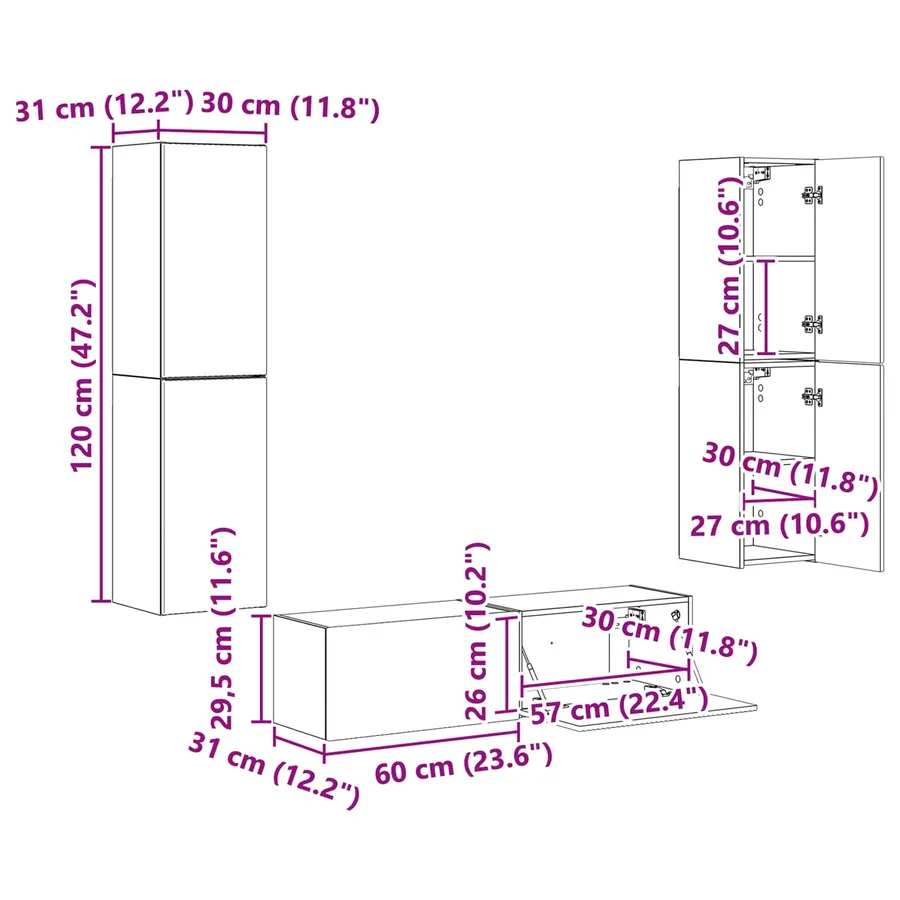 Ensemble meuble TV 6 pcs Gris Sonoma Bois d'ingénierie - 13