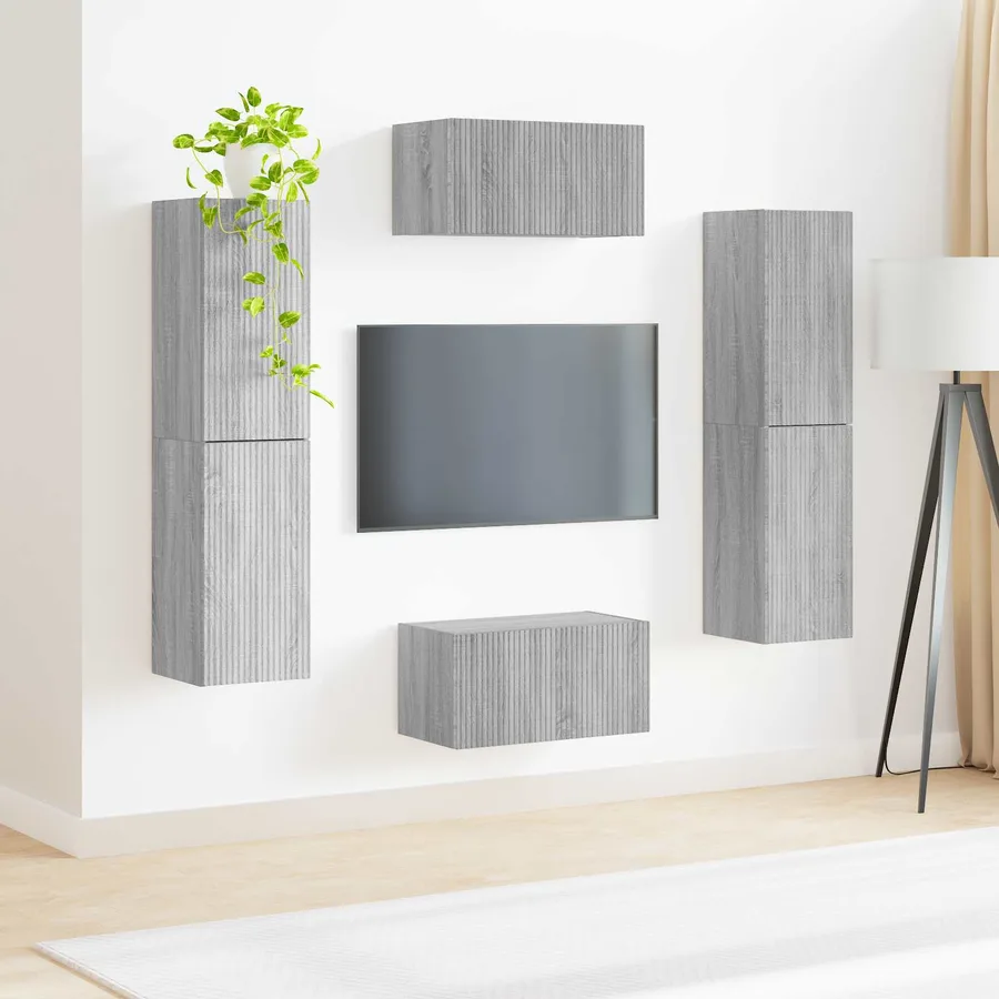 Ensemble meuble TV 6 pcs Gris Sonoma Bois d'ingénierie - 4