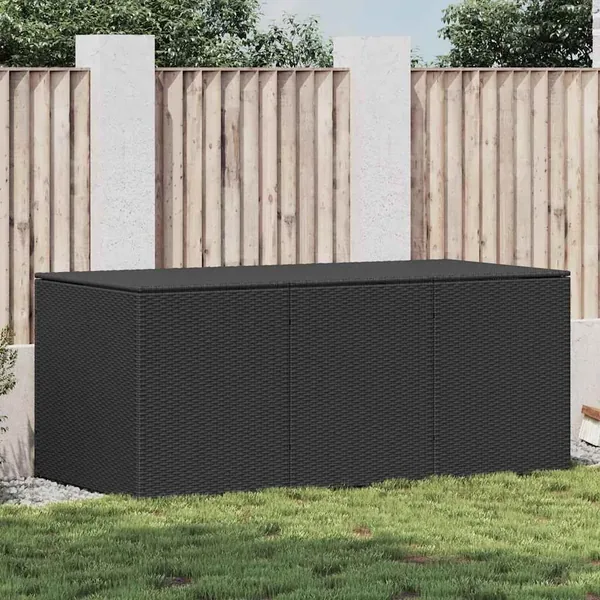 Garden storage box Poly rattan 180x90x70 cm Black