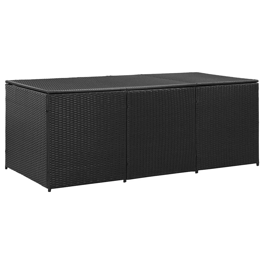 Garden storage box Poly rattan 180x90x70 cm Black - 2
