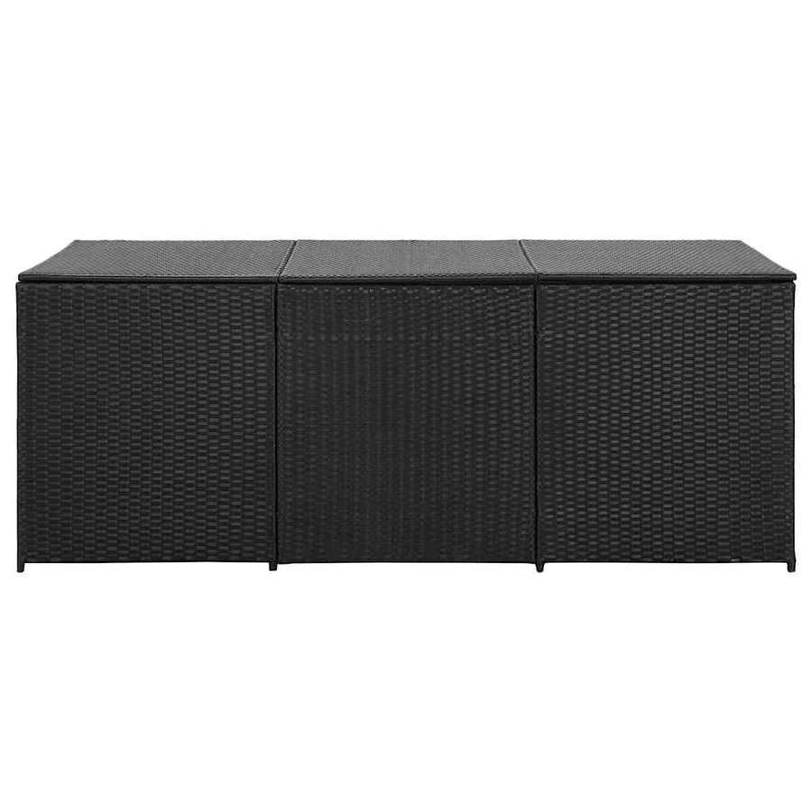Garden storage box Poly rattan 180x90x70 cm Black - 4