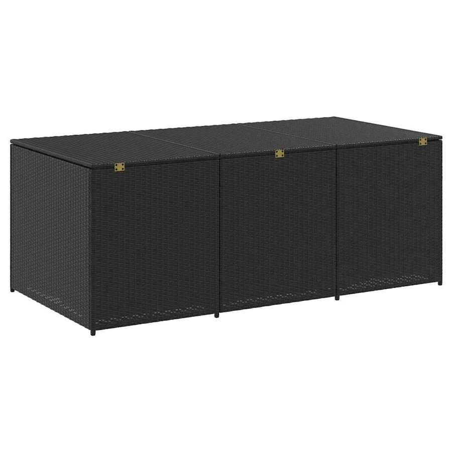 Garden storage box Poly rattan 180x90x70 cm Black - 6
