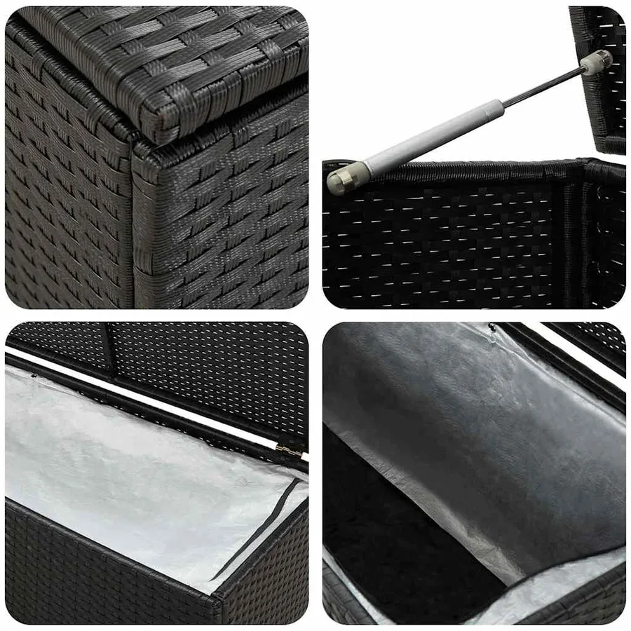 Garden storage box Poly rattan 180x90x70 cm Black - 7
