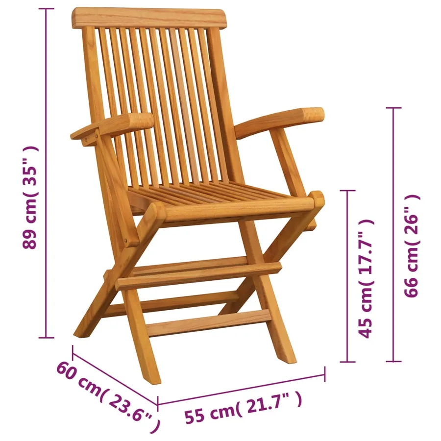 Chaises pliables de jardin lot de 4 Bois de teck solide - 5
