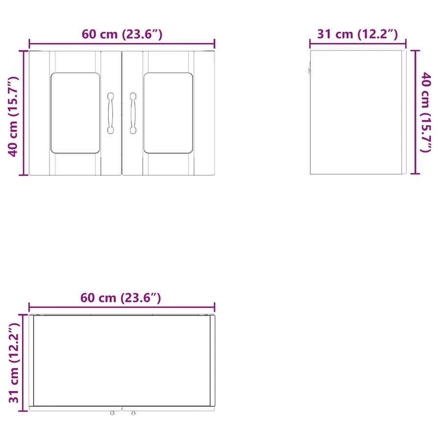 Cabinet en verre mural PORTO 2 pcs Blanc 60 x 31 x 40 cm - 13