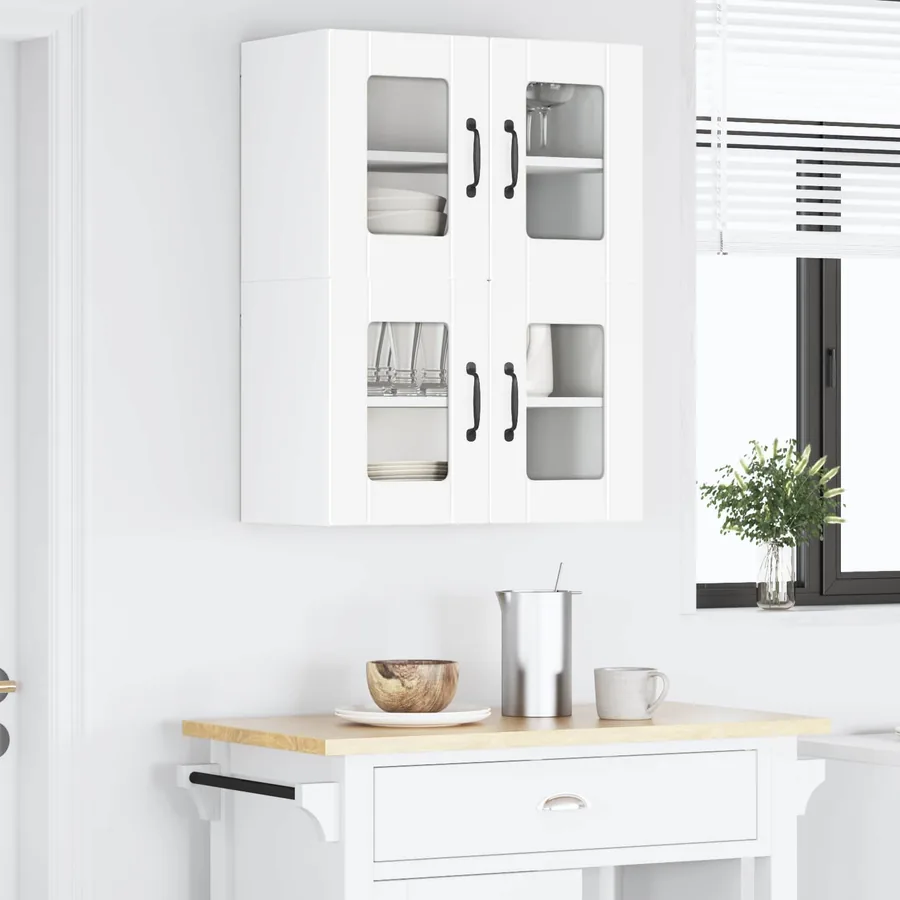 Cabinet en verre mural PORTO 2 pcs Blanc 60 x 31 x 40 cm - 4
