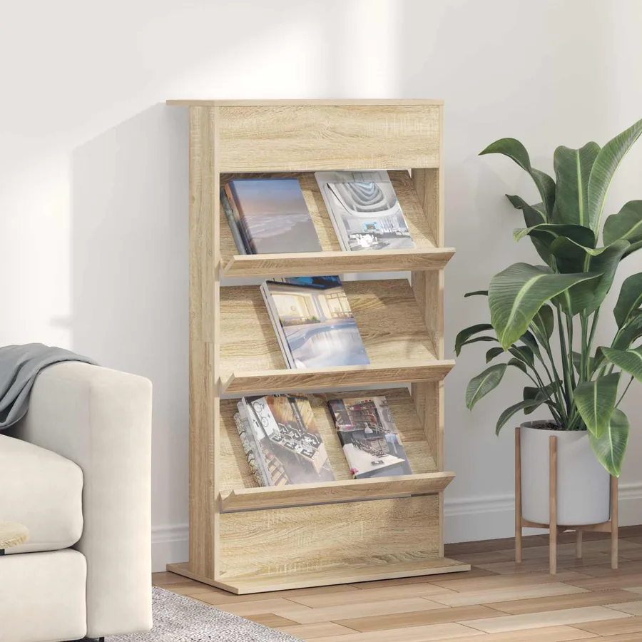 Étagère à magazines avec étagère Chêne Sonoma 70 x 41 x 126 cm