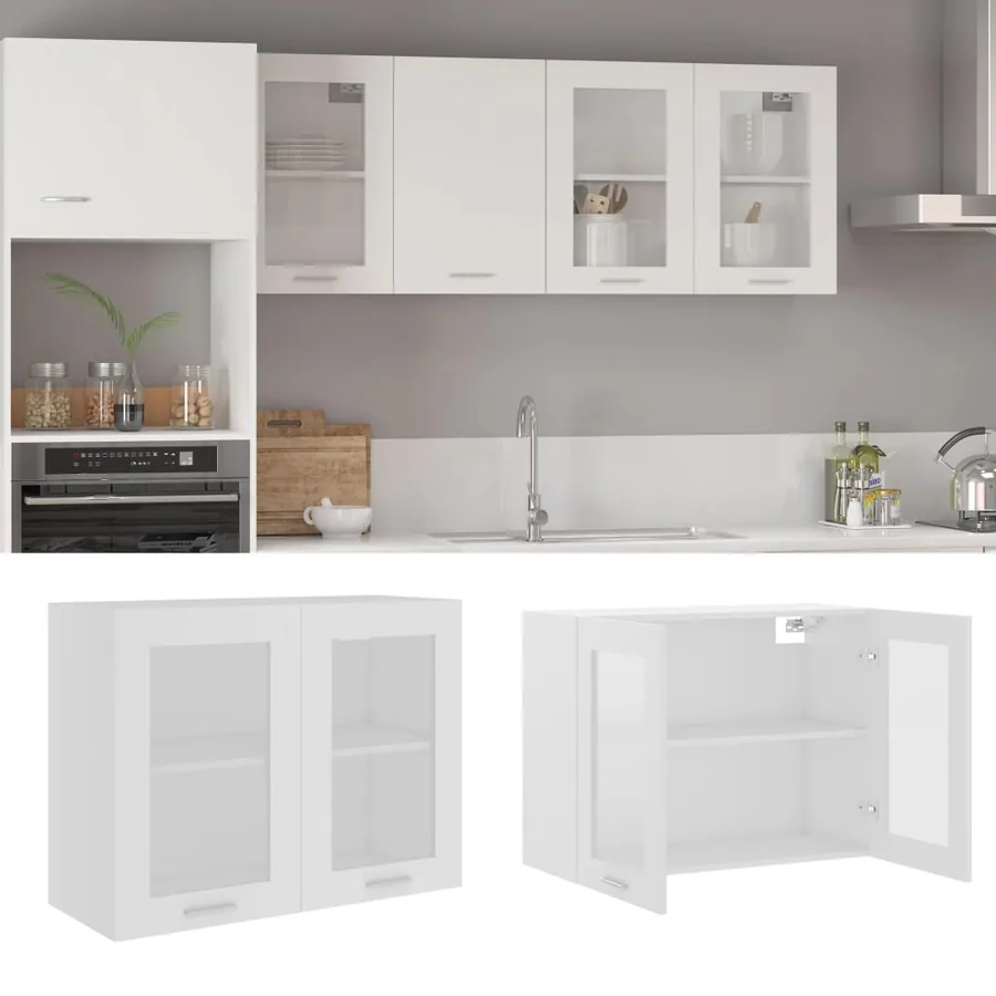 Vitrine suspendue "Lyon" Blanc 80 x 31 x 60 cm Bois d'ingénierie