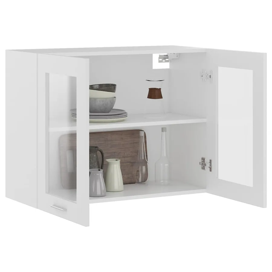 Vitrine suspendue "Lyon" Blanc 80 x 31 x 60 cm Bois d'ingénierie - 4