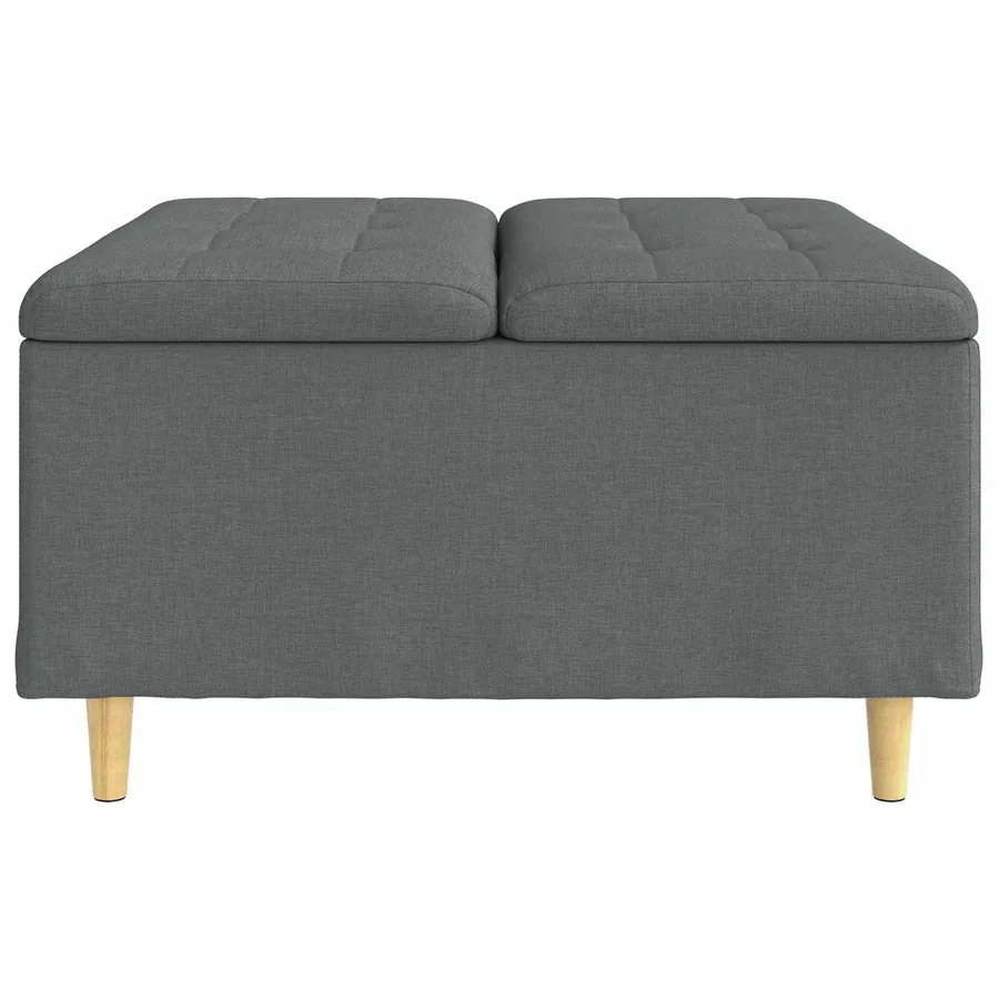Pouf de rangement avec coussin Gris foncé 80 x 80 x 45 cm tissu - 5