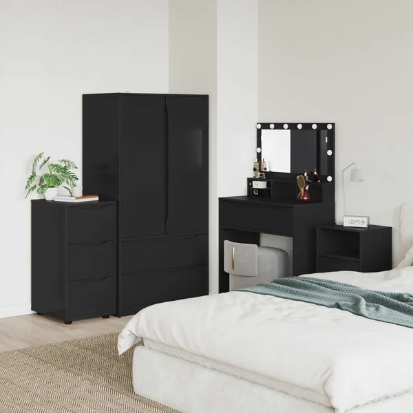 Armoire de rangement Noir 40 x 48 x 81 cm Bois d'ingénierie