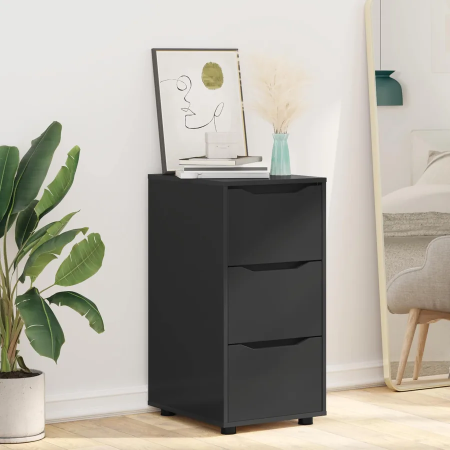 Armoire de rangement Noir 40 x 48 x 81 cm Bois d'ingénierie - 5