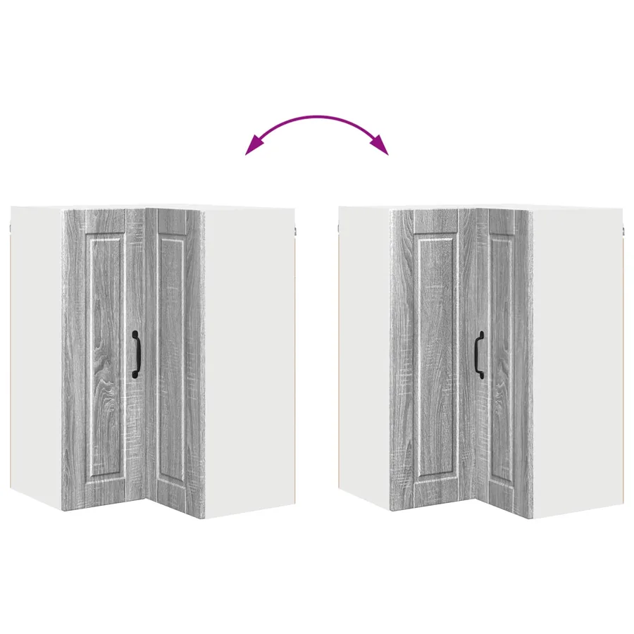Cabinet d'angle mural PORTO Gris Sonoma 57 x 57 x 80 cm - 11