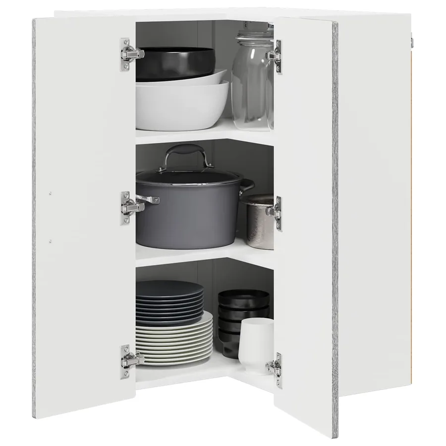 Cabinet d'angle mural PORTO Gris Sonoma 57 x 57 x 80 cm - 3