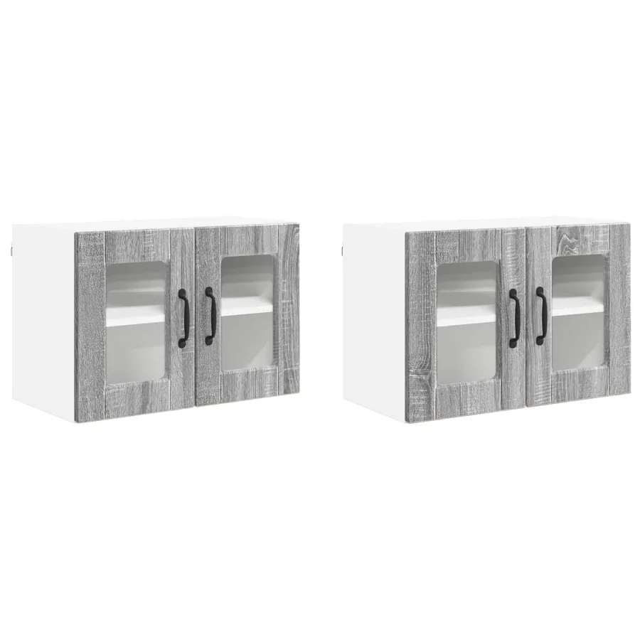 Cabinet en verre mural PORTO 2 pcs Gris Sonoma 60 x 31 x 40 cm - 2