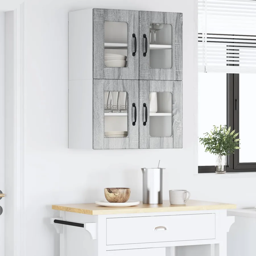 Cabinet en verre mural PORTO 2 pcs Gris Sonoma 60 x 31 x 40 cm - 4
