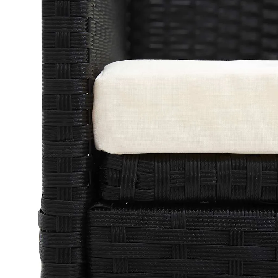Lit de jardin avec coussin et oreillers Résine tressée Noir - 10