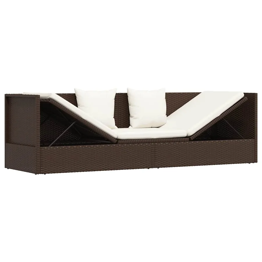 Lit de jardin avec coussin et oreillers Résine tressée Noir - 17