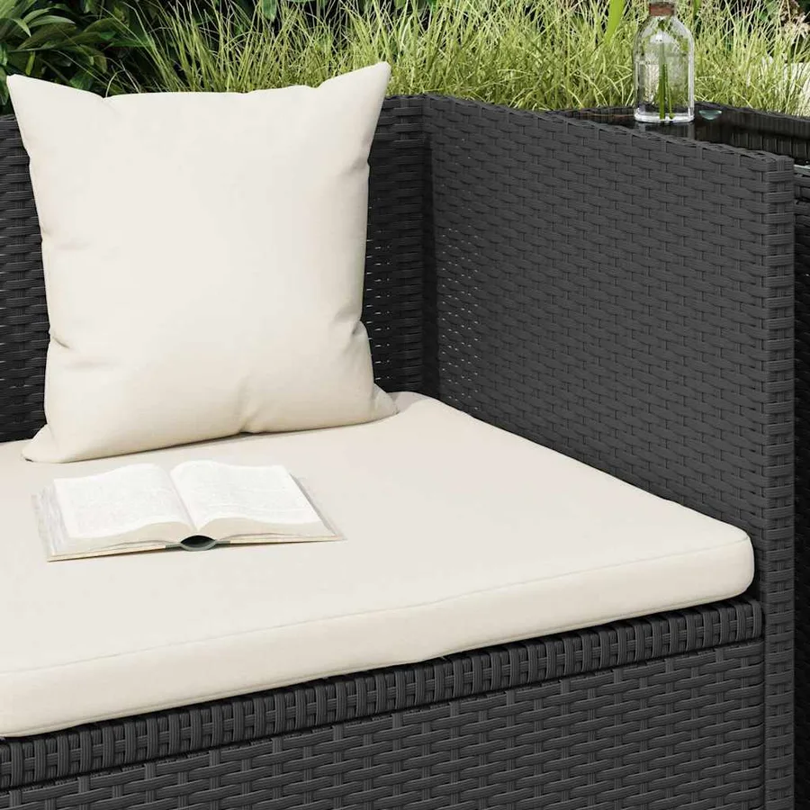 Lit de jardin avec coussin et oreillers Résine tressée Noir - 4