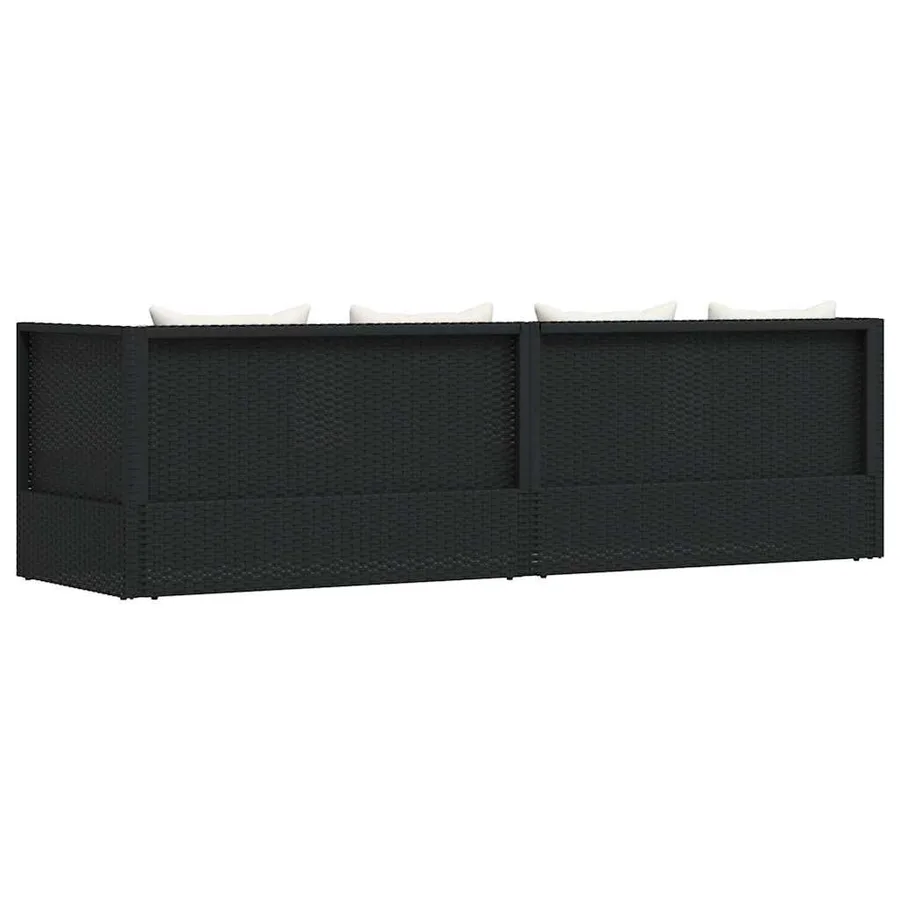 Lit de jardin avec coussin et oreillers Résine tressée Noir - 8