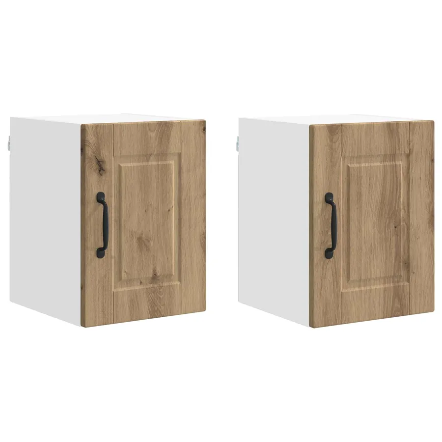 Meuble mural PORTO 2 pcs Chêne artisanal Bois d'ingénierie - 2