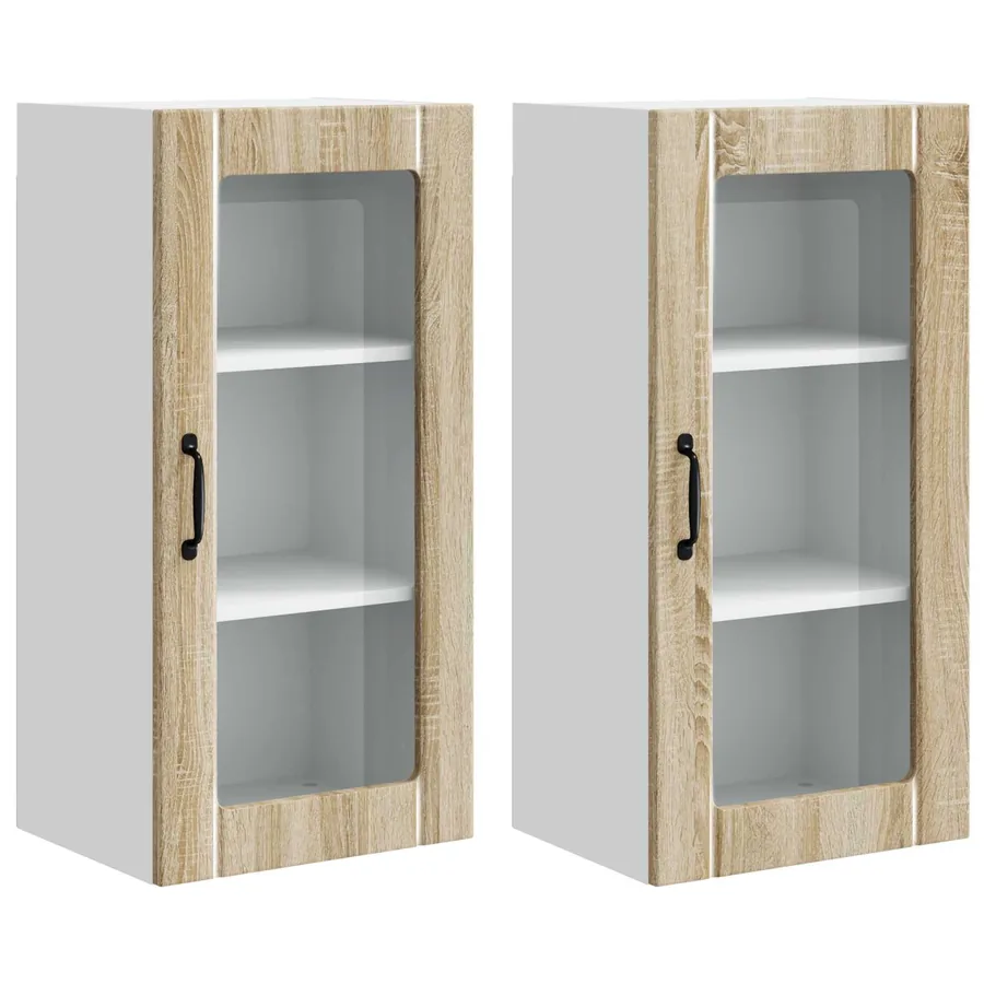 Cabinet en verre mural PORTO 2 pcs Chêne Sonoma 40 x 31 x 80 cm - 2